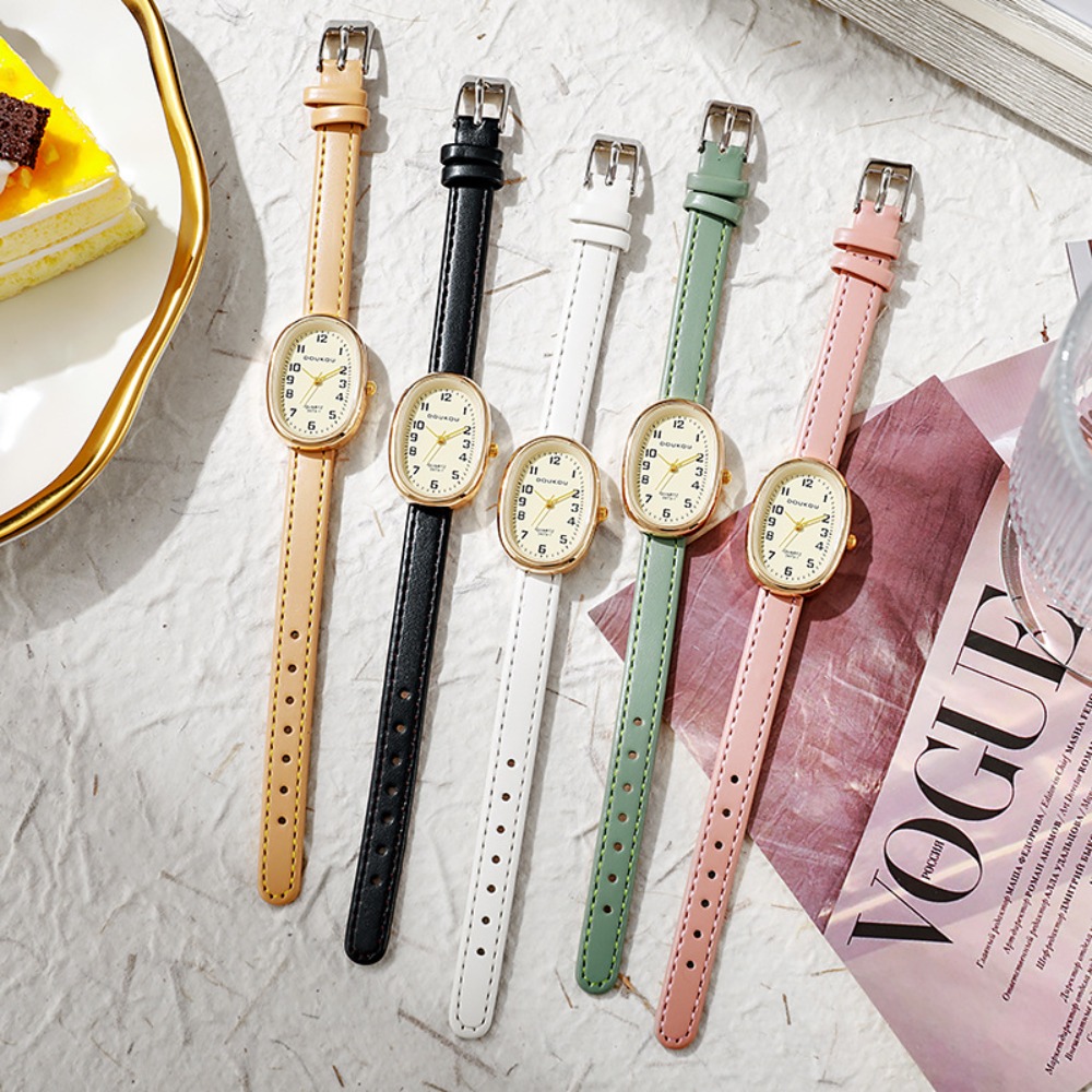 Luxury Watch With Leather Strap - Luxus Oval Zifferblatt Frauen Uhren Mode
