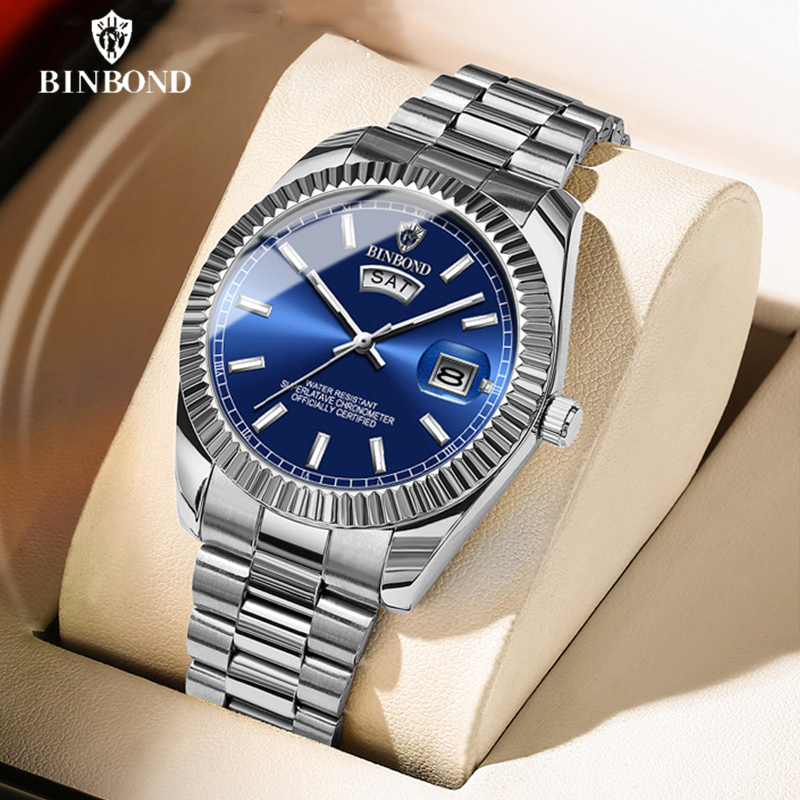 Luxury Watch Omega - BINBOND B7012 Herren-Mode-Business-Sport-Quarzuhr, 30 m wasserdicht,