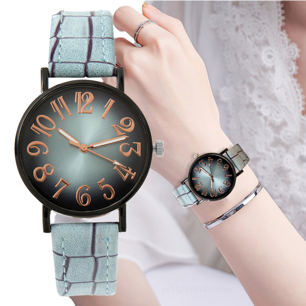 Luxury Watch With Leather Strap - Luxus Damen uhr Mode Vintage digitale