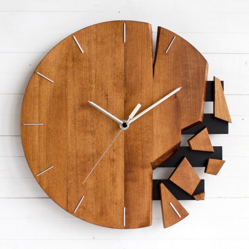 Luxury Watch Wall Clock - Runde Geräuschlose Wanduhren Holzkunst Moderne Luxusuhren