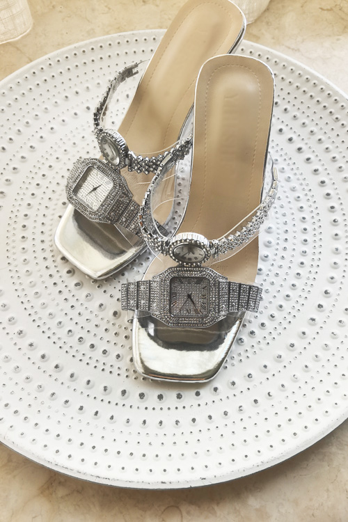 Luxury Watch With Leather Strap - Originelles Design Kristalluhr High Heels Sandalen