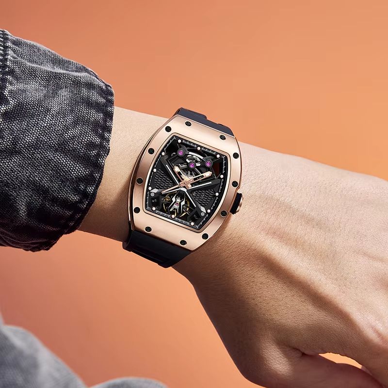 Luxury Watch Makes - Fabrik-Automatikuhr Tonneau Luxus Skelett-Uhr China-Herstellung Mechanische