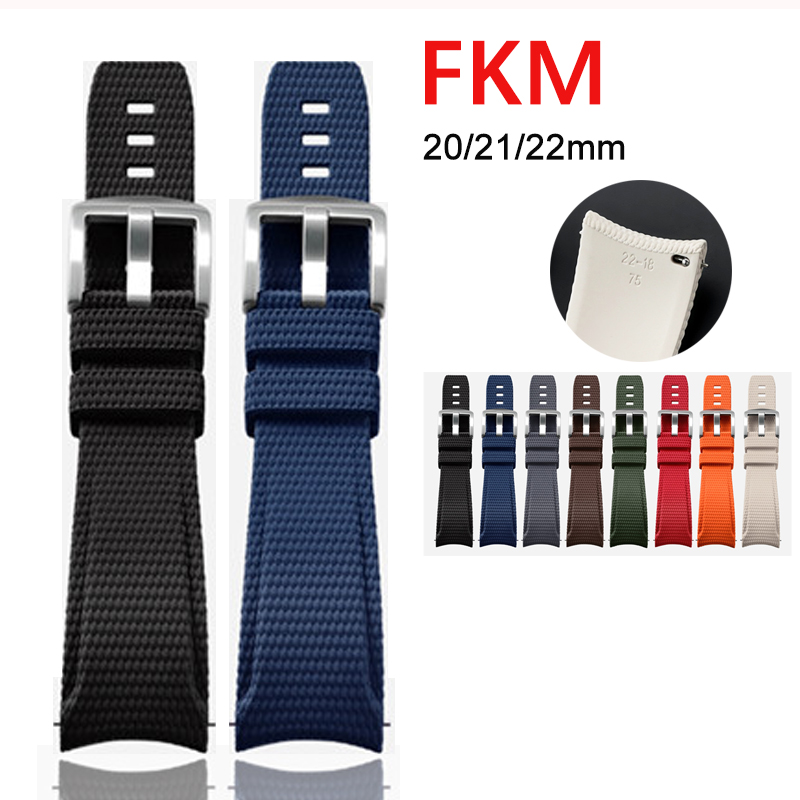 Luxury Watch Omega - 20mm 21mm 22mm Fluorkautschuk Uhrenarmband Gebogenes