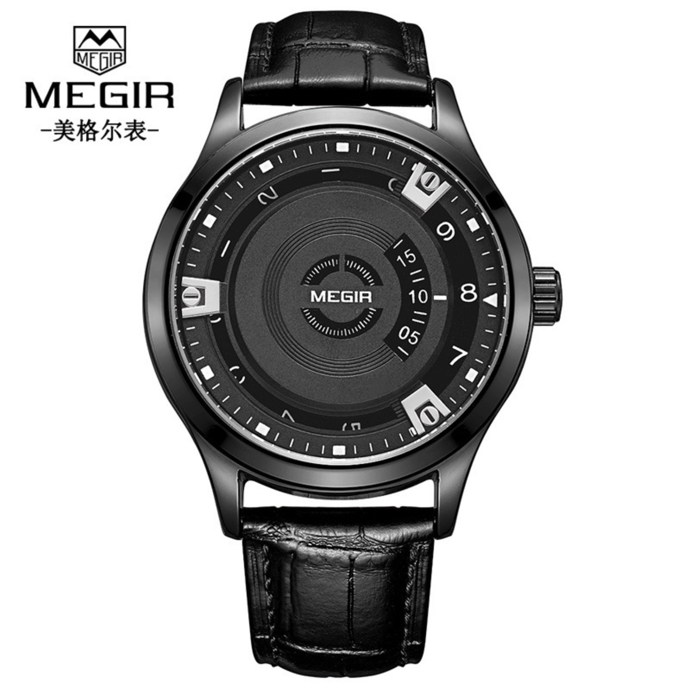 Luxury Watch With Leather Strap - MEGIR Herrenuhren Luxus Lederarmband Sport Militäruhr