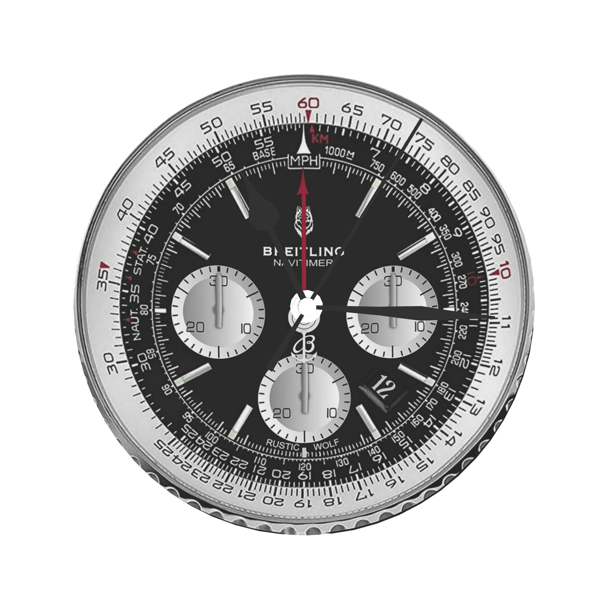 Luxury Watch Wall Clock - Schwarze Luxus-Wanduhr mit Zifferblatt, Raumdekoration, geräuschlose