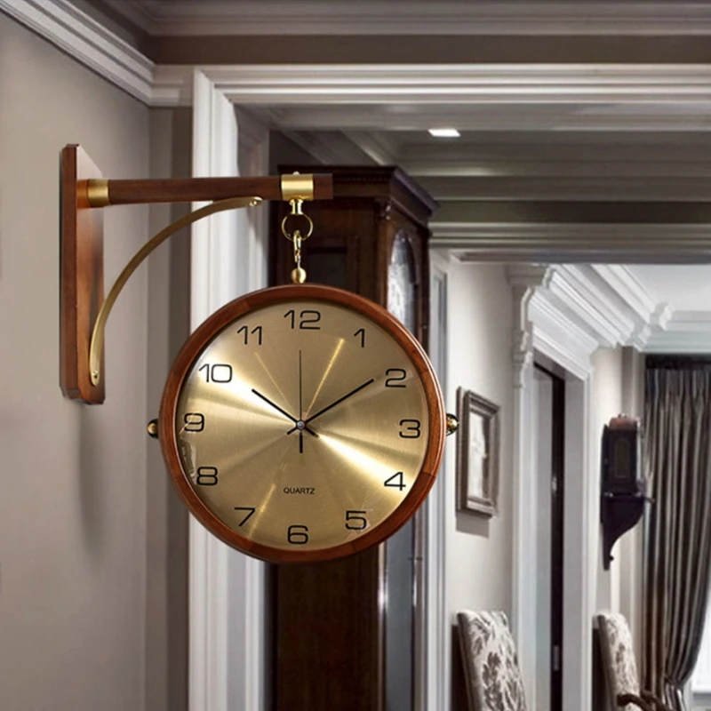 Luxury Watch Wall Clock - Licht Luxus Stille Metall Wanduhren Doppel