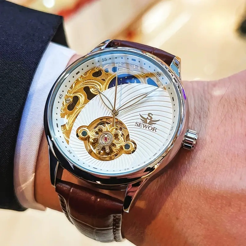 Luxury Watch Makes - Luxuriöse Herren-Automatikuhr mit Skelett-Design, die Eleganz