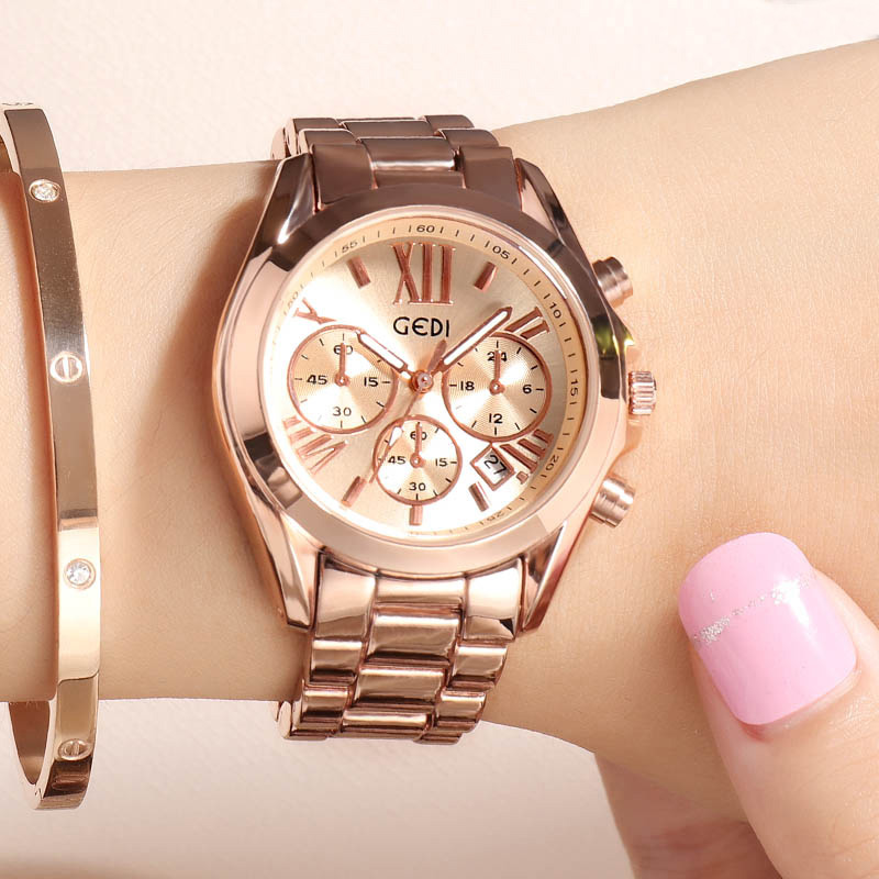 Luxus Rose Gold Frauen Beiläuf – Luxury Watch Unique Bewertung und Preis